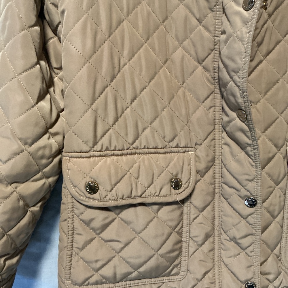 British Khaki Quilted Women’s Short Coats Beige Large (b2) - Picture 3 of 6